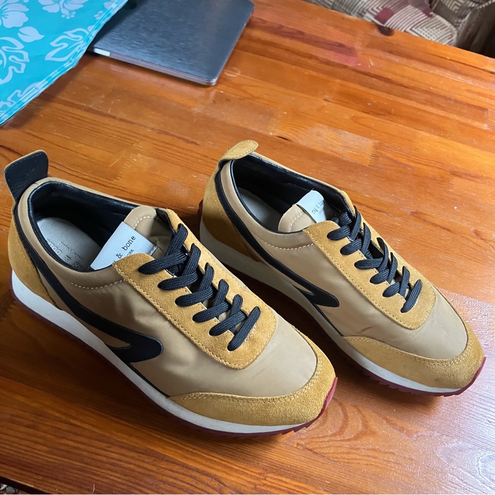 rag & bone retro running shoes mustard black tan EU Size 38 EUC